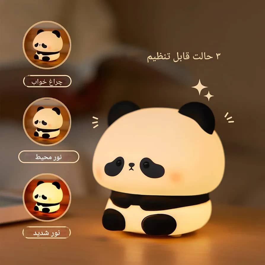 چراغ خواب سیلیکونی طرح پاندا روشنایی چراغ خواب لمسی سیلیکونی طرح پاندا